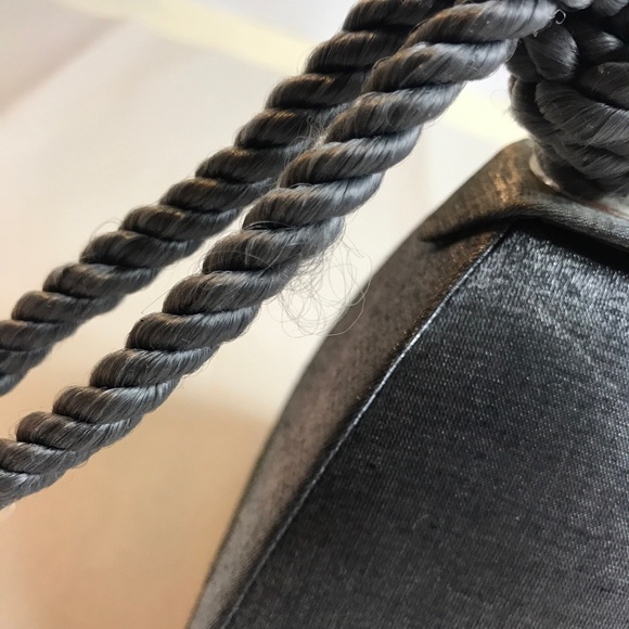 Vintage Evening Bag Purse Gunmetal Silver Gray Rope Handle Small Prom Wedding - Picture 5 of 9